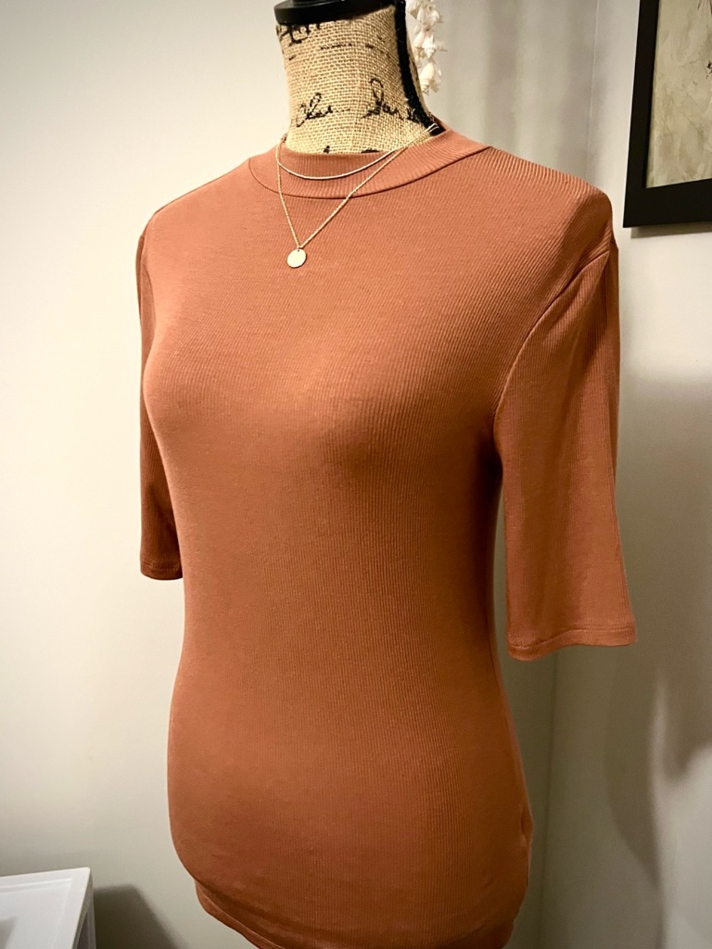 Women's Mock-Neck Ribbed Short-Sleeve Knit Top